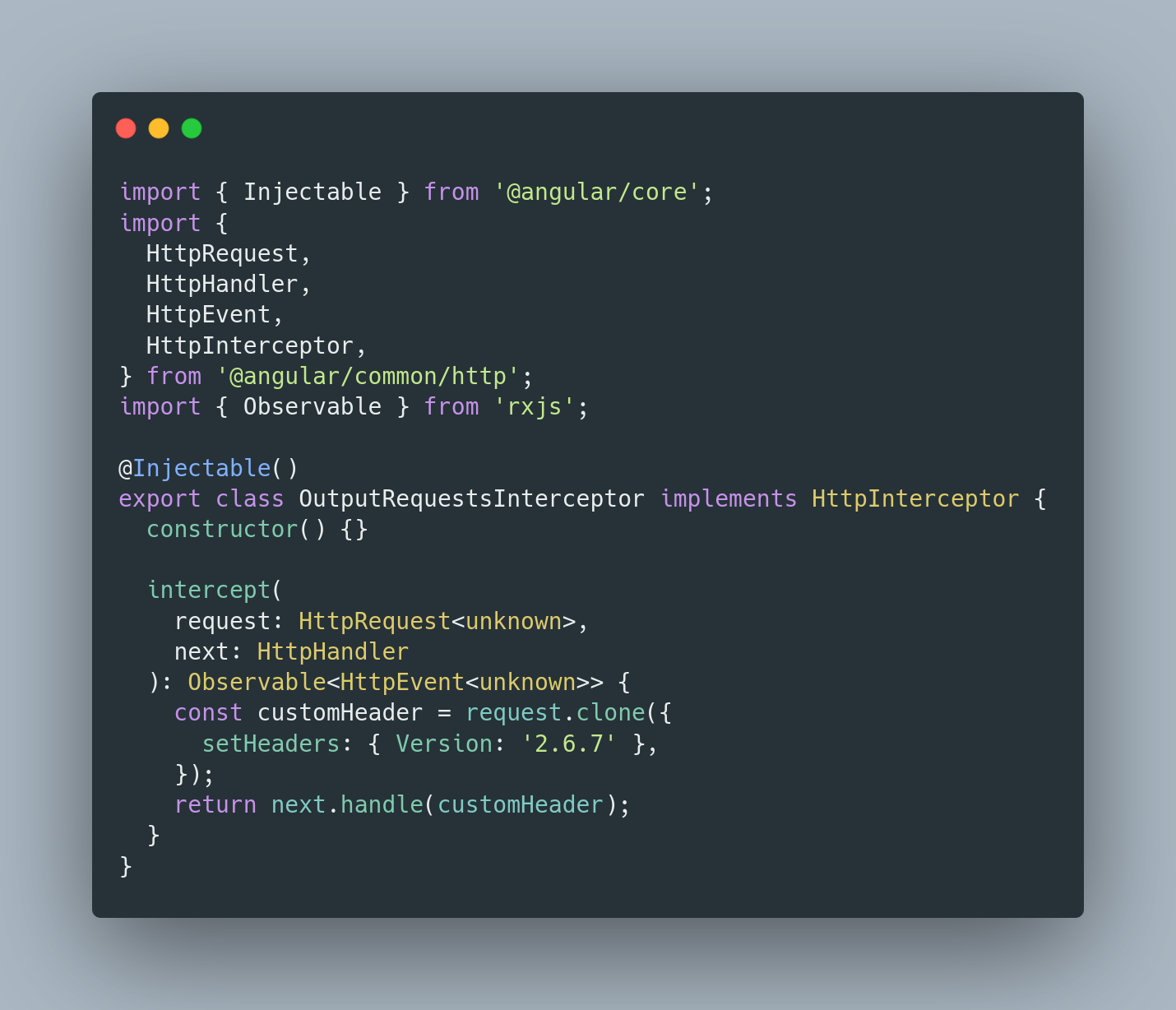 “Custom header in interceptor “