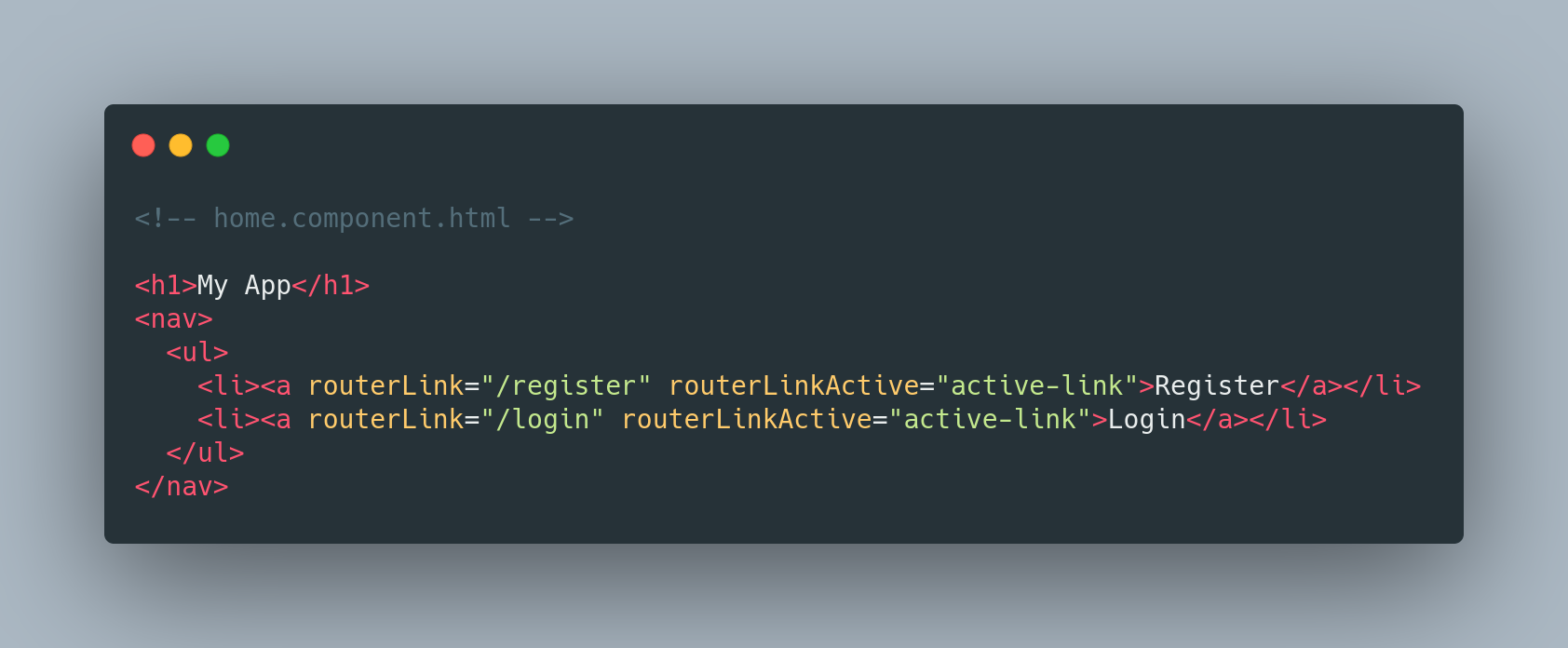 “Link (Home component with routing links)”