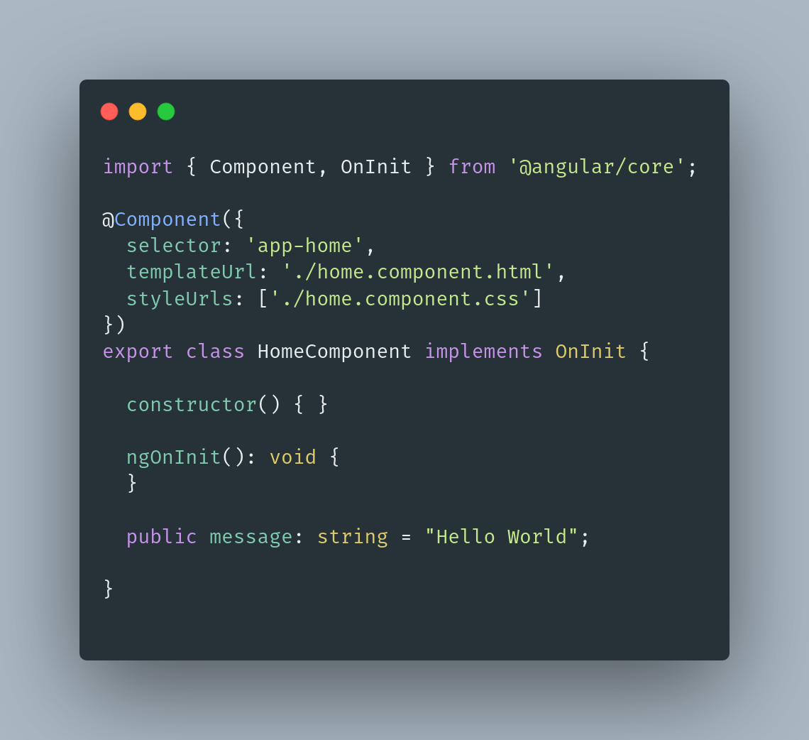 &ldquo;Home Component with message&rdquo;