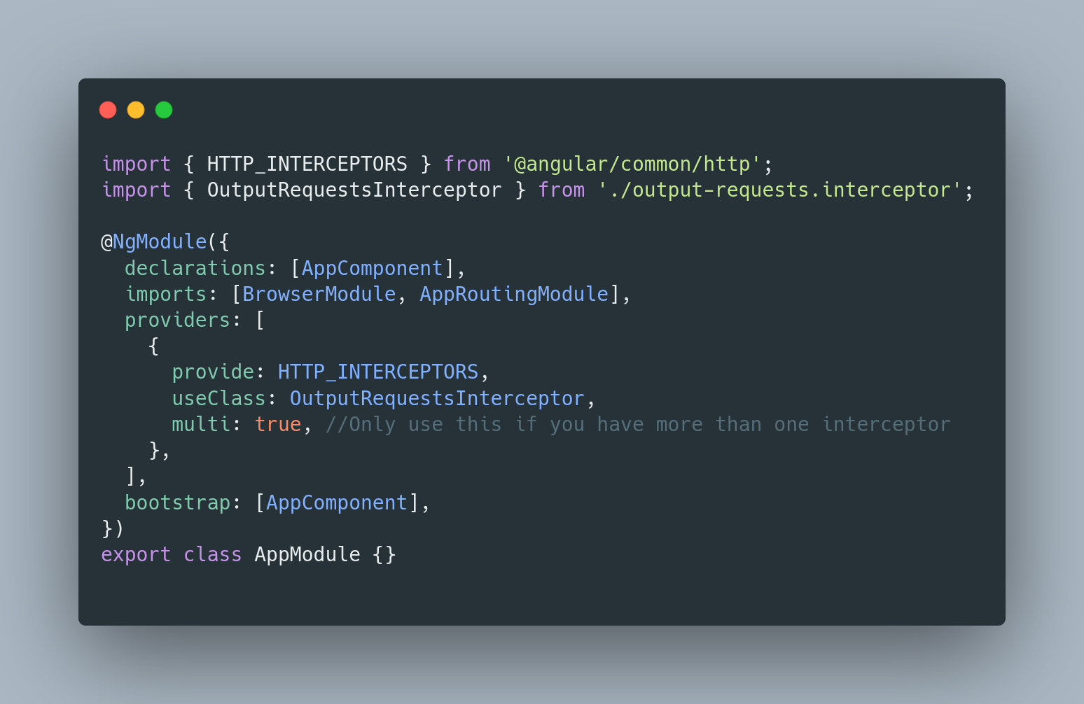 “Import interceptor into AppModule”